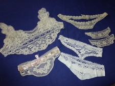 ANTIQUE LACE HAND SPINDLES TWO HIGH NIGHTIE AND 5 PANTIES STOCKINGS 1915