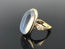 Jacobi Unique - Moonstone Ring Diamonds Gold 750 Vintage Exclusive Jewel