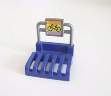 Playmobil (4654) Systemx - Blue bicycle rack holder supermarket shops 3203