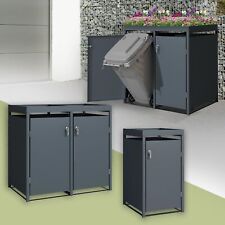 Conteneur pour 1/2/3/4 poubelles abri acier anthracite habillage au toit végétal