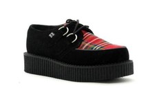 T. U. K.A8120L Tuk 2-Ring Rond Orteil Bas Creeper Noir Daim Rouge Tartan