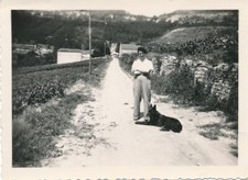 Snapshot Man Standing With Big Black Dog Village Lane Black Dog Country 