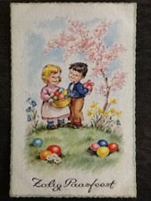 CP ILLUSTREE ZALIG PAASFEEST GARCON PETITE FILLE PANIER OEUFS COLORES  - 52938