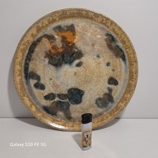 Assiette Plat Grès  Cristalisation Paillettes Ancien