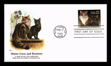 US COVER CATS MAINE COON AND BURMESE FIRST DAY ISSUE FLEETWOOD
