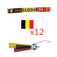 PACK Groupe Supporters Belgique - Lot 12 Drapeaux + 2 Accessoires - Économisez