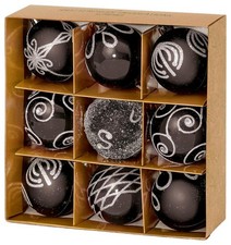 Boules De Noël 60MM Assorties Paillettes Noires Paquet De 9