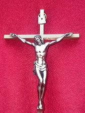 Vintage Bronze Christ Wall Crucifix on Brass Cross 20x10cm