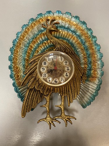 Horloge murale paon kitch