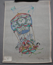 Edie & Ginger Hot Air Balloon Stocking CJ120 Handpainted Needlepoint Canvas