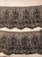 Guipure Dentelle Noire XIXe Crinoline Costume Textile Ancien Volants Robe