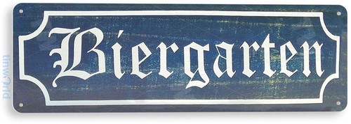 Tin sign biergarten - tin, biergarten,