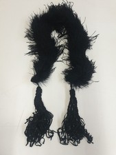 Vintage black ostrich feather collar scarf for milliner hat costume 