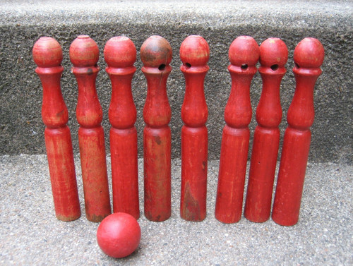 Ancien jeu quilles rouge - ancien,