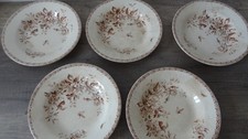 5 Assiettes creuses porcelaine de Gien Terre de fer Modèle " Mai " . #66