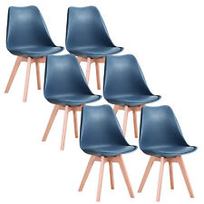 Lot de 6 Chaises de Salle à Manger Avec Siège Rembourré Scandinave Chaise Bleu