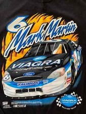 Vintage Mark Martin NASCAR Viagra Roush Racing Black Short Sleeve T-Shirt