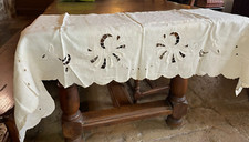 ANTIQUE EMBROIDERY - 19th century altar tablecloth - Richelieu embroidery