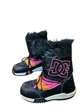 Vtg DC Shoes Winter Faux Fur Trim Snow Moon Lodge Boots Women Size 8 Pink Black