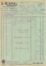 1939 G RISAL INVOICES IN PARIS - M. GERARD A VICHY