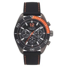 Montre Homme NAUTICA KEY BISCAYNE NAPKBN008 Silicone Chrono Noir Sub 100mt