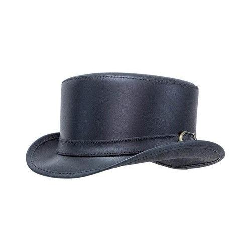 Chapeau cuir marron foncé - chapeau,