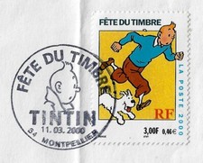 France 2000, FDC  Fête du TP Tintin Hergé, BD, littérature, culture Milou chien