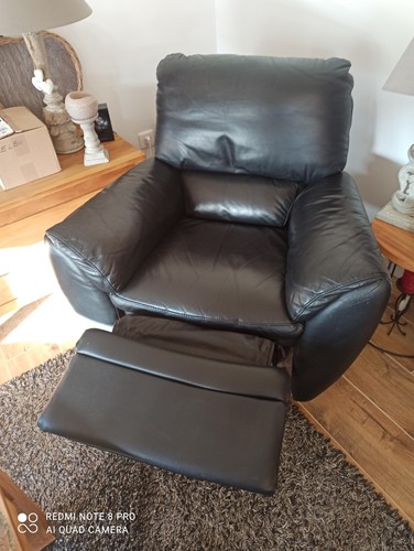 Salon cuir noir - 2, fauteuil