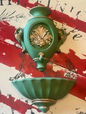 VTG Handpainted Chalkware Lavabo Faux Wall Fountain, Basin, Spigot Wall Pocket