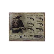 Plaque métal publicitaire 30x40cm plate :  Révolvers Smith et Wesson.