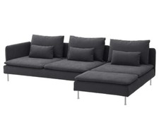 SÖDERHAMNSectional, 4-seat, with chaise and open end/Samsta dark gray