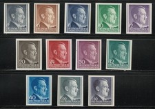 Pologne WW2 1941-1942 Mi 71U-75U, 77U-81U, 86AU,88U Adolf Hitler, imperforé **