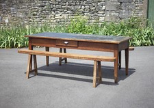 Table de ferme et ses 2 bancs, table de salon, table bois avec paire de bancs bo