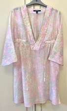 Womens Beach Dress Robe Cover Up Tunic UK 8 Pink Gant Cotton/Silk Sheer Washable