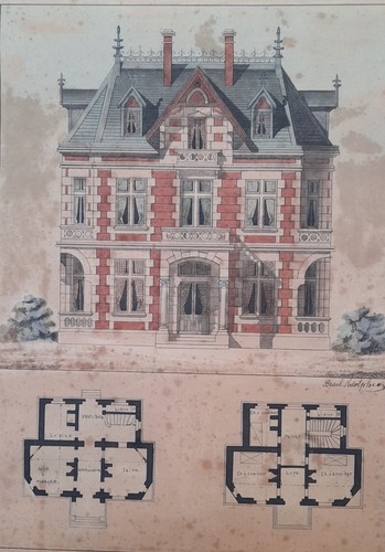 Dessin architecte 19ème - dessin, d'architecte