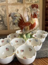 Œufrier Porcelaine Peinte Poule & Œuf Victoria Austria