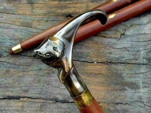 Canne marche bois marron - de,