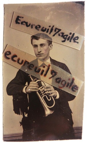 Ferrotype musician trompet - ferrotype,