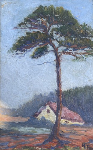 Huile sur panneau - , parasol