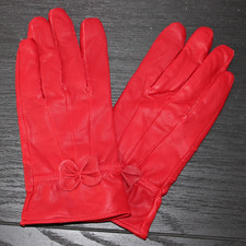 gants pour femme en cuir rouge foncé taille M