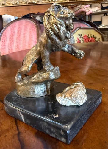 Sculpture bronze lion peugeot - bronze,