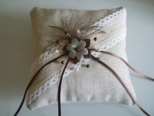 Coussin pour Alliance Marron/Chocolat/Ecru/Ivoire/Blanc/Beige Mariage Mariée 