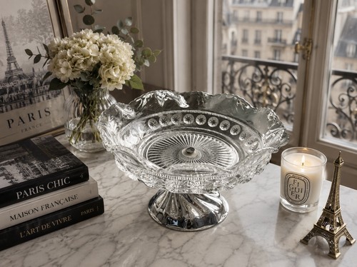 Coupe cristal vintage sur pied - coupe,