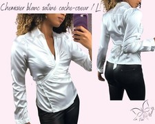 Chemisier blanc satiné cache-coeur / L