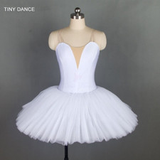 Bell Shaped Ballet Tutu Girls Ballet Dance Costume Bodice Nude V Neck Dress