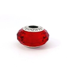 PANDORA Perle En Argent Sterling "Verre Rouge Facetté Murano" Charme 791066