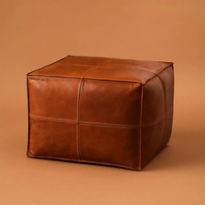 Pouf marocain en cuir marron