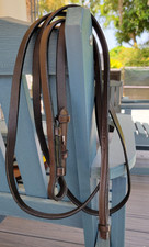 Dyon Working Full Leather Curb Reins, Full/Brown - Lightly used