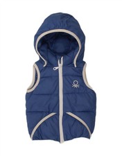BENETTON Baby Boys Hooded Padded Gilet 9-12 Months Blue Polyester AW20