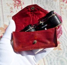 OLD PAIR OF THEATRE BINOCULARS in ORIGINAL POUCH circa 1920